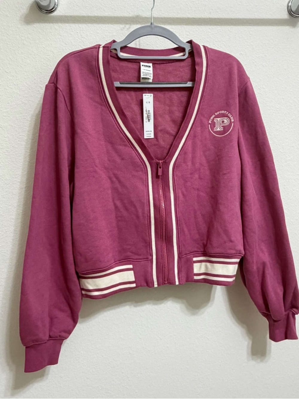PINK Victoria's Secret Crop Sports Club Varsity Jacket - Picture 14 of 14